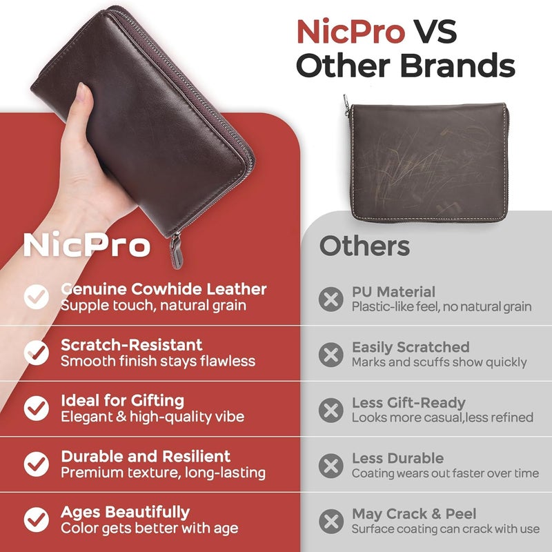 Nicpro 30PCS Silver Metal Mechanical Pencils Set in Leather Case, Art Drafting Pencil 0.5, 0.7, 0.9 mm, 2mm Lead Pencil Holder for Sketching Drawing With 16 Tube (6B 4B 2B HB 2H 4H Colors)Lead Refill - Image 5